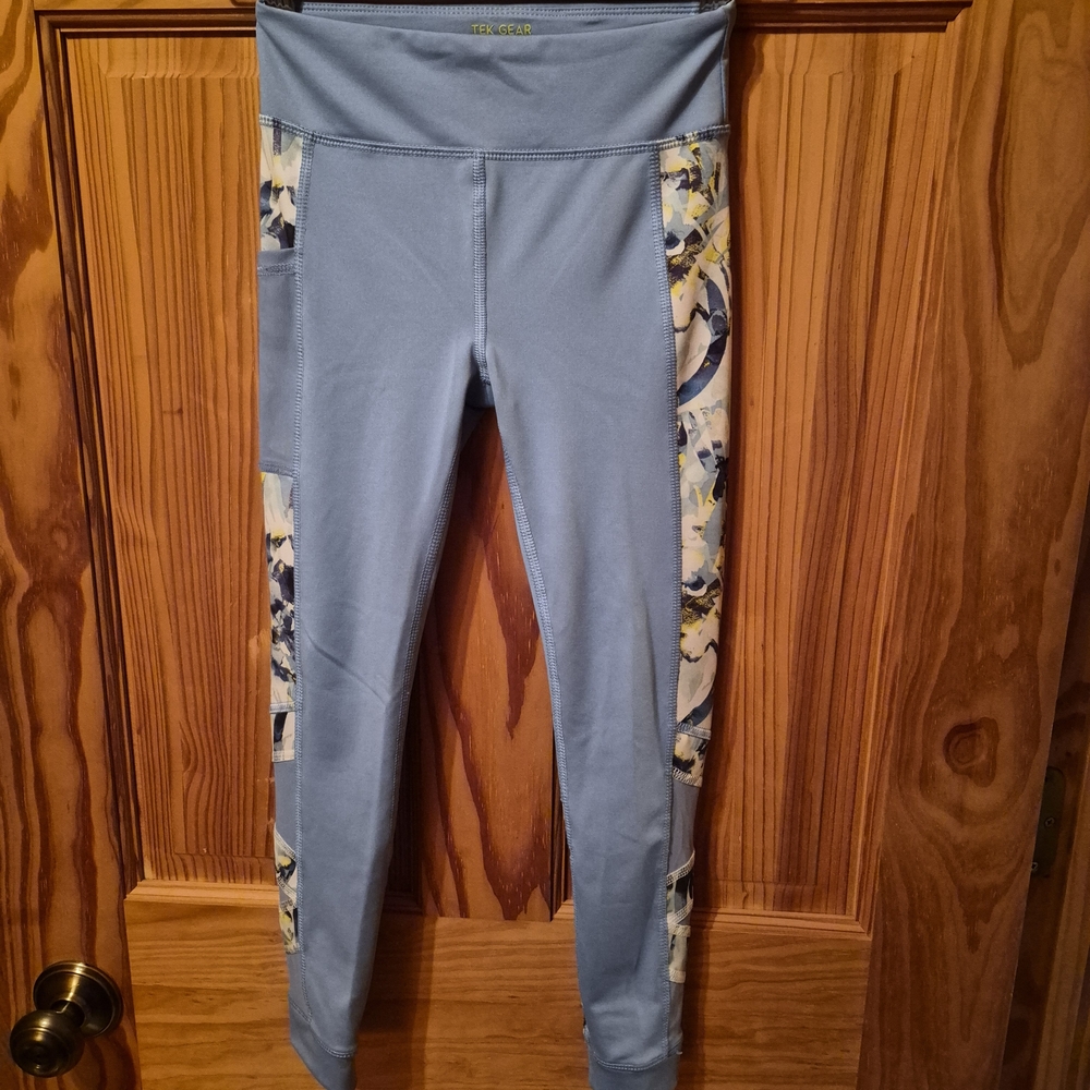 Tek Gear Blue Leggings with Patterned Sides